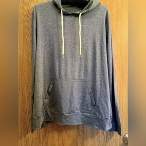Women's Gray Pullover Hoodie with Yellow Drawstrings